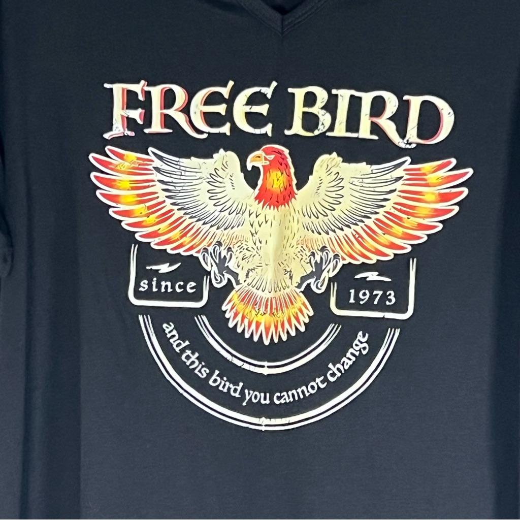 Free Bird Graphic T-Shirt - Black With Red And Yellow Design